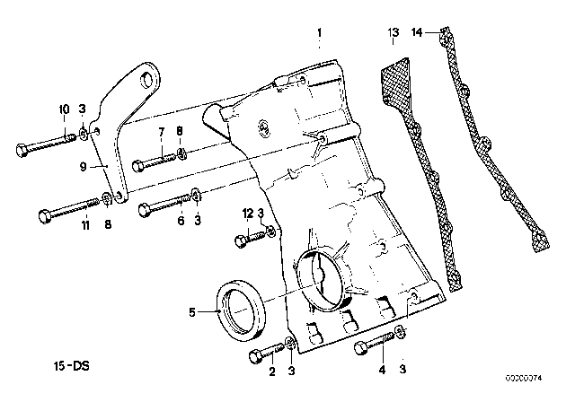 1988 BMW 535i Timing Case Diagram 2