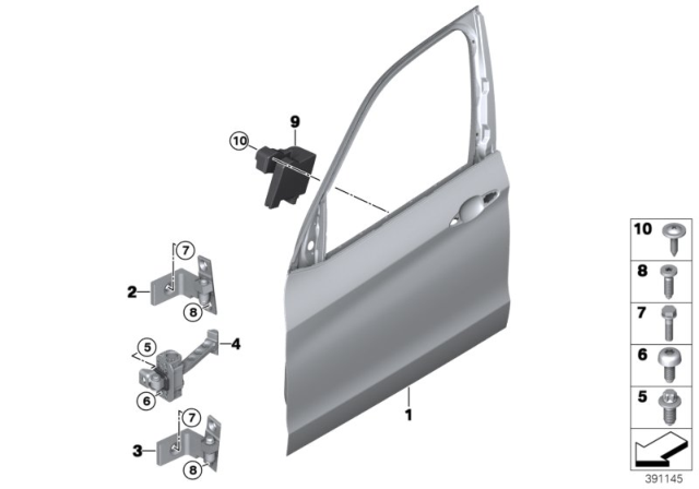 2016 BMW X5 Front Door - Hinge / Door Brake Diagram