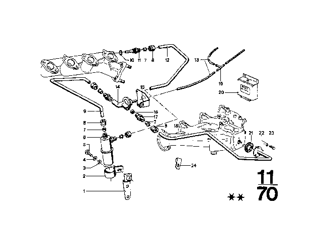 1970 BMW 2002 Gasket Asbestos Free Diagram for 11641723879