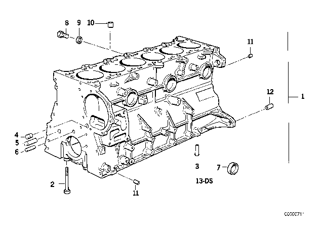 1992 BMW 325i Engine Block & Mounting Parts Diagram 1