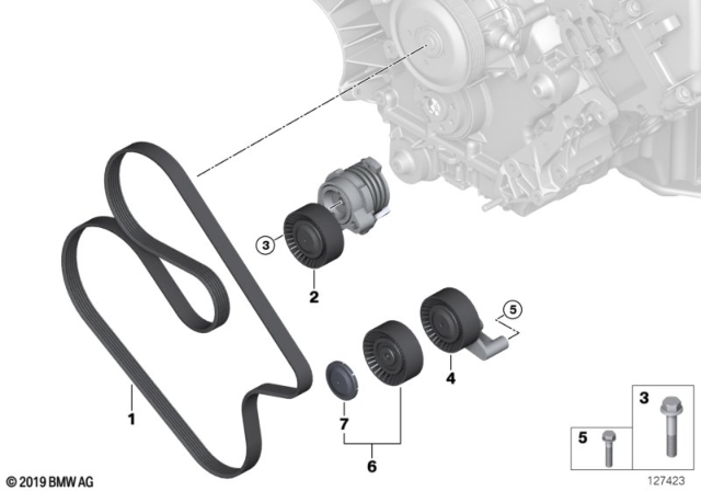 2009 BMW 650i Belt Drive Water Pump / Alternator Diagram