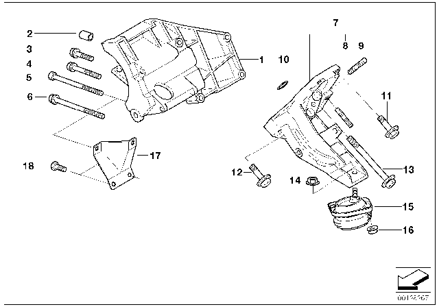 2003 BMW 540i Support For Air Conditioner.Compress.Supp.Bracket Diagram for 64551432898