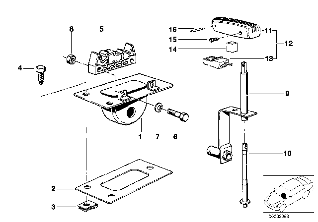 1982 BMW 528e Gear Shift Parts, Automatic Gearbox Diagram 1