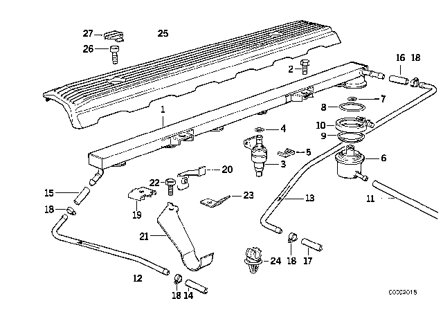 1991 BMW 525i Valves / Pipes Of Fuel Injection System Diagram