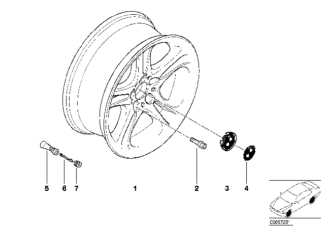 2003 BMW Z8 Light Alloy Rim Diagram for 36111096198