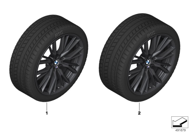 2020 BMW 330i Winter Wheel With Tire M Double Spoke Diagram