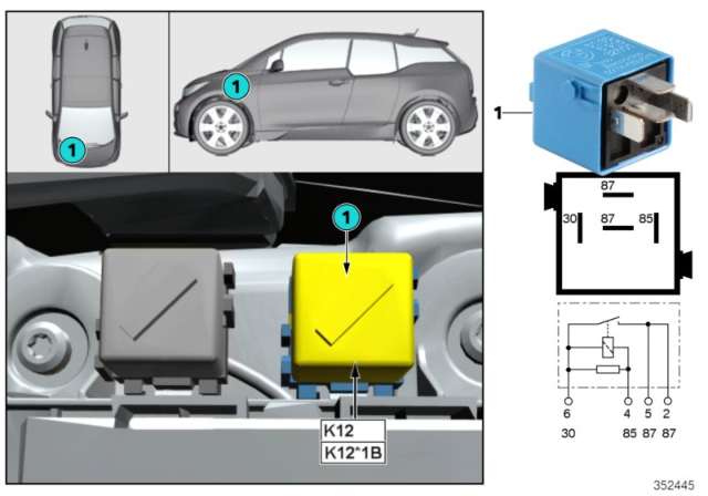 2018 BMW i3s Relay, Electric Fuel Pump Diagram