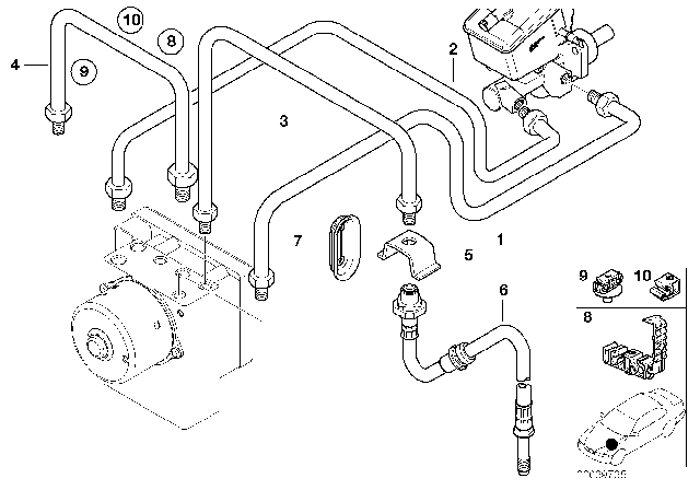 2006 BMW 325Ci Front Brake Pipe, DSC Diagram