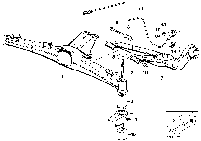 2002 BMW Z3 Rear Axle Support / Wheel Suspension Diagram