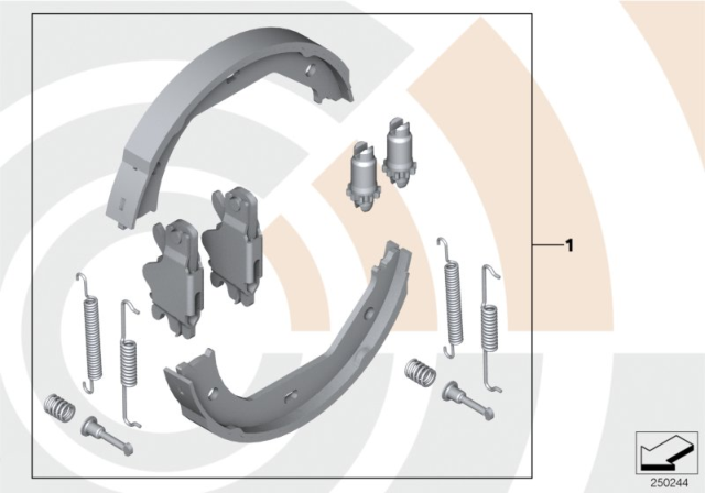 2010 BMW 528i xDrive Service Kit, Brake Shoes / Value Line Diagram