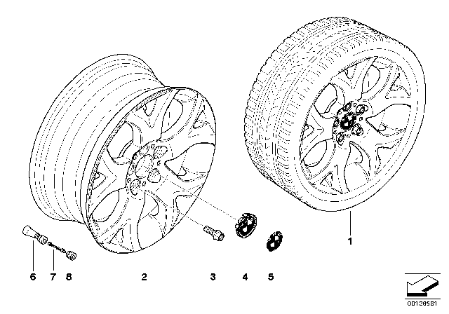 2008 BMW X3 BMW LA Wheel, Y-Spoke Diagram 1