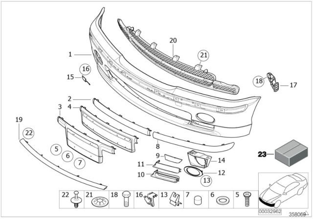 2003 BMW 330i M Trim Panel, Front Diagram 1