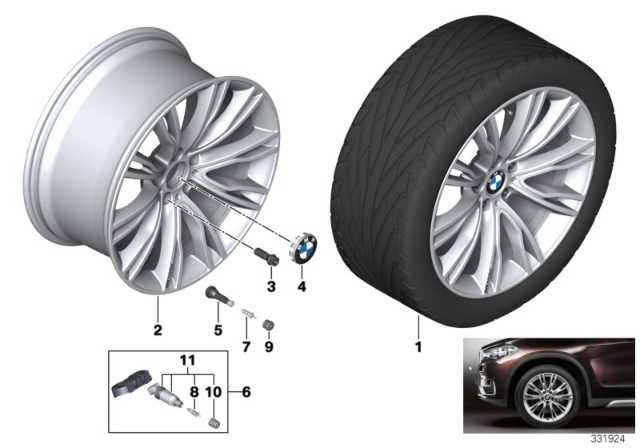 2017 BMW X6 BMW LA Wheel, Individual, V-Spoke Diagram