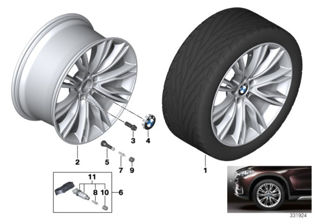 2016 BMW X5 Disc Wheel, Light Alloy, Bright-Turned Diagram for 36108092109