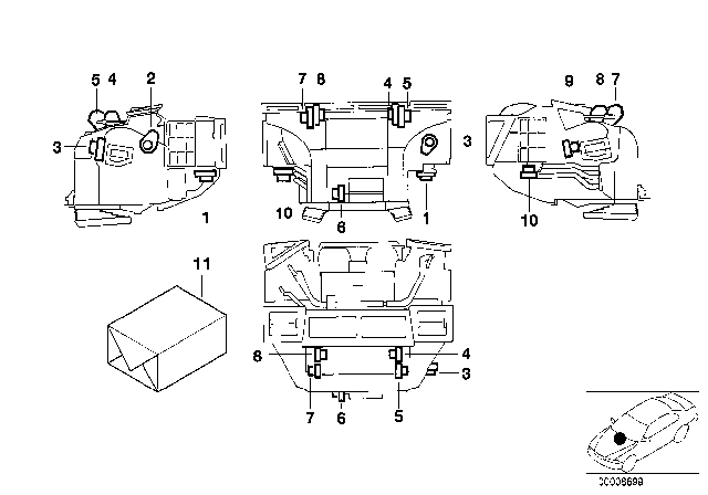 2001 BMW 750iL Actuator For Automatic Air Condition Diagram