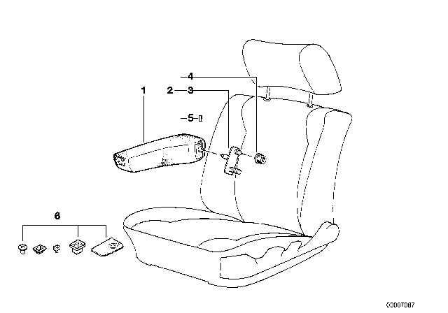 1994 BMW 525i Armrest, Front Diagram