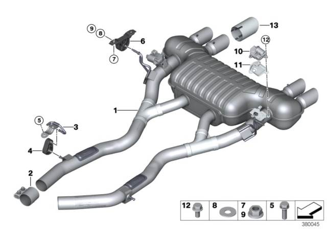 2018 BMW M3 Rear Muffler With Exhaust Flap Diagram for 18308074086