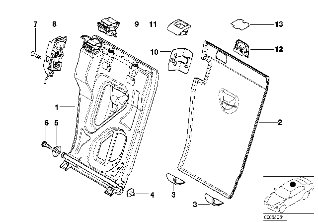 2002 BMW X5 Lock Panel, Right Diagram for 52208099716