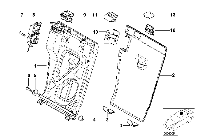 2002 BMW X5 Frame, Backrest Right Diagram for 52208099687