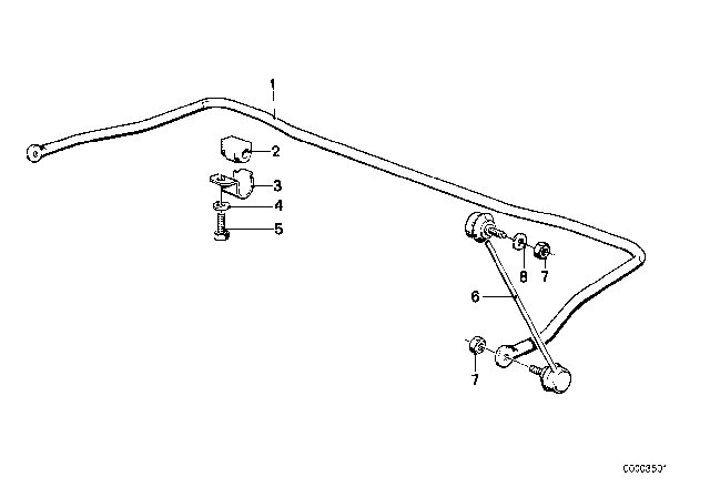 1989 BMW 635CSi Stabilizer, Front Diagram