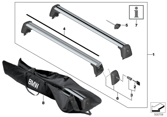 2020 BMW 330i Roof Rack Diagram