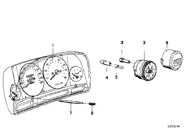 1980 BMW 528i Tachometer/Clock Diagram