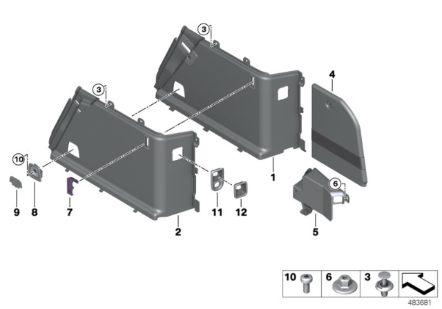 2019 BMW 640i xDrive Gran Turismo Trunk Trim Panel, Right Diagram for 51477445482