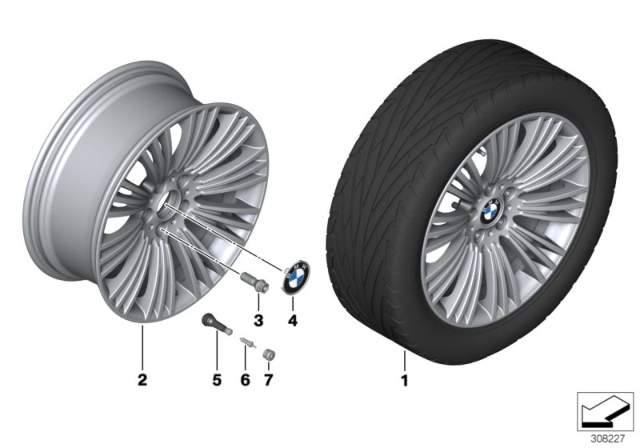 2016 BMW 328i GT xDrive BMW LA Wheel, W-Spoke Diagram 1