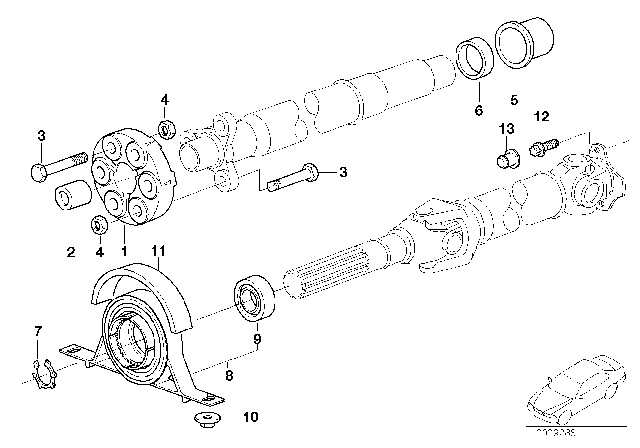 2003 BMW 330xi Centre Mount, Rear Diagram for 26121229317