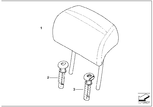 2009 BMW 535i xDrive Rear Seat Head Restraint Diagram