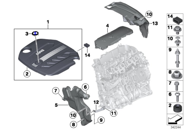 2016 BMW 328d Holder, Cover Diagram for 11148575429