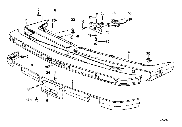 1988 BMW 325ix Bumper, Front Diagram 1