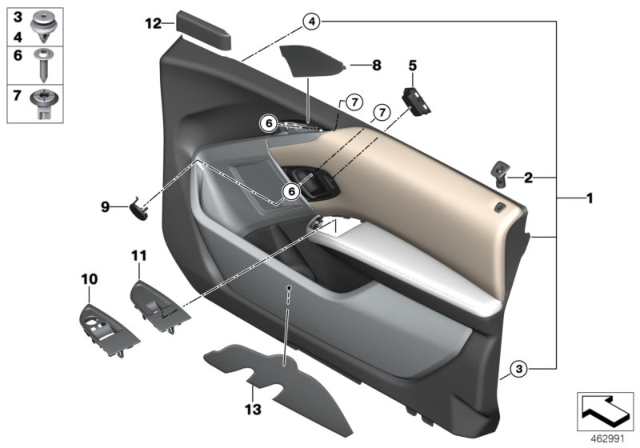 2018 BMW i3s Door Trim Panel Diagram