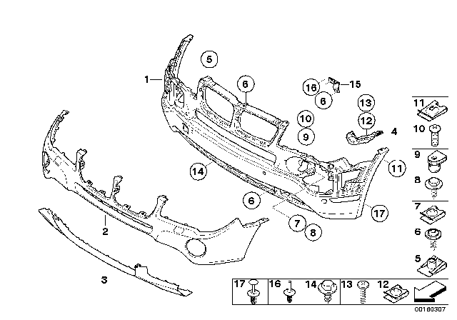 2010 BMW X3 Bracket, Bumper Diagram for 51113416215