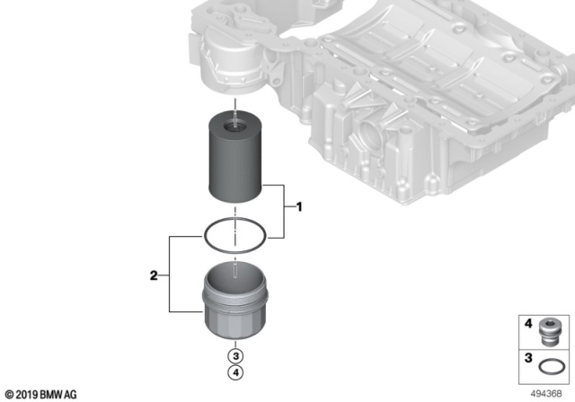 2012 BMW 650i Lubrication System - Oil Filter Diagram