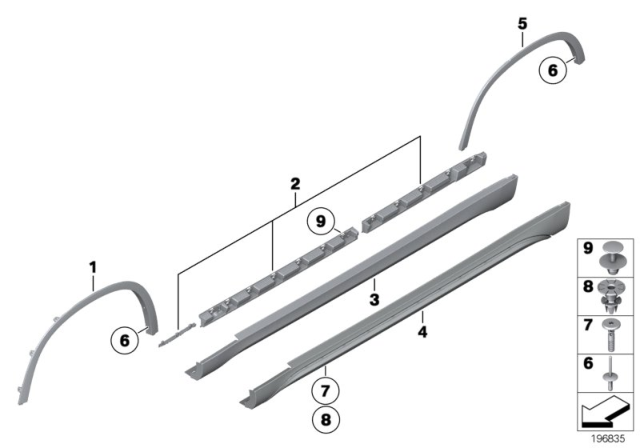 2015 BMW X1 Cover Door Sill / Wheel Arch Diagram