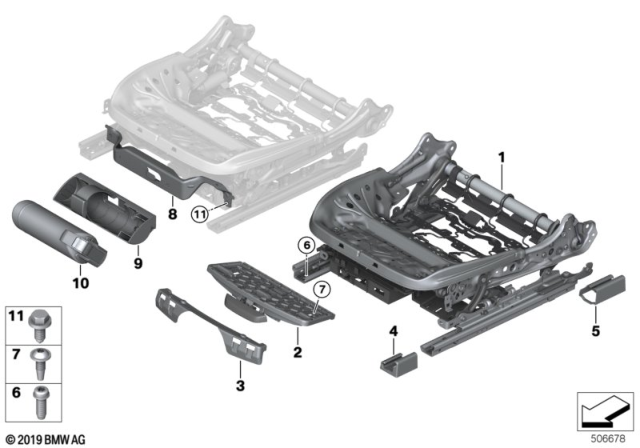 2018 BMW X3 Seat, Front, Seat Frame Diagram