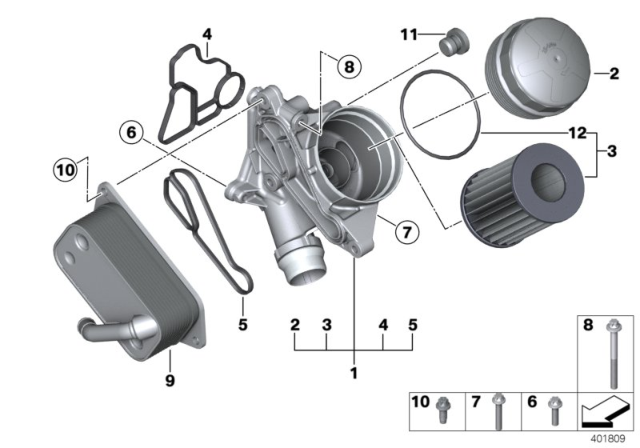 2016 BMW 328i Lubrication System - Oil Filter, Heat Exchanger Diagram 2