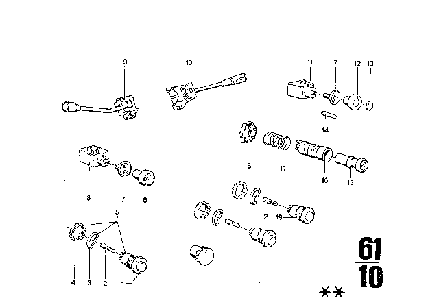 1974 BMW 3.0S Various Switches Diagram 1