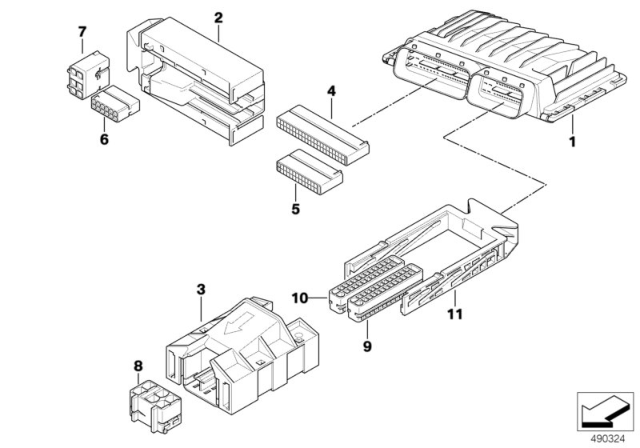 2007 BMW 530i Engine Control Module Diagram for 12147561818