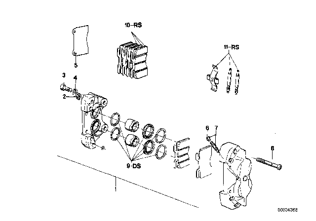 1976 BMW 530i Front Brake - Brake Caliper Diagram