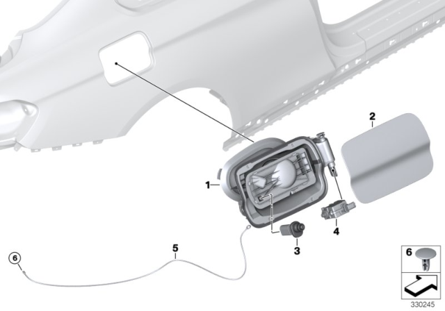 2020 BMW M4 Fill-In Flap Diagram