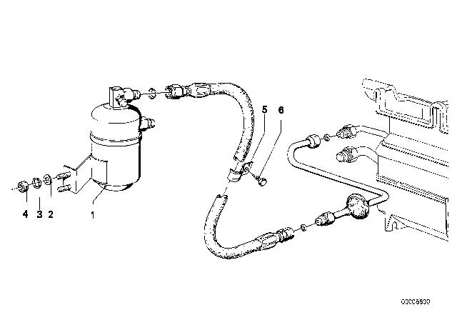 1980 BMW 320i Air Conditioning System - Drying Container Diagram