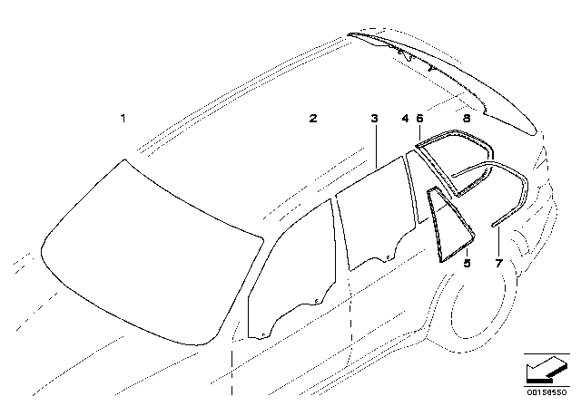 2012 BMW X5 Glazing Diagram