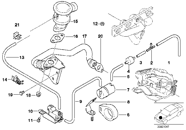 1997 BMW Z3 Vacuum Control Solenoid Diagram for 11721433458