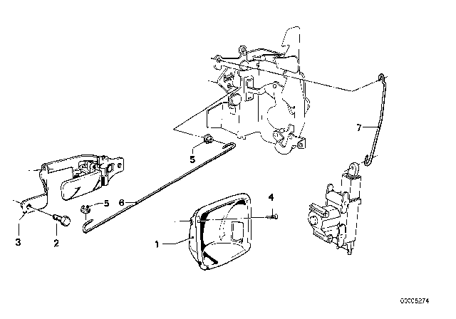 1980 BMW 733i Front Door Control / Door Lock Diagram 1