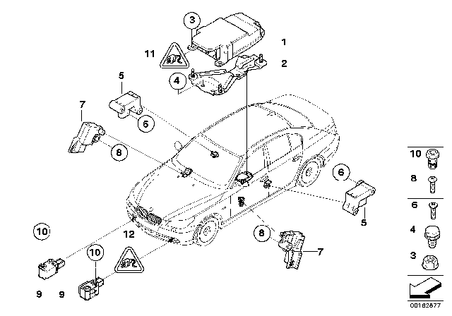 2010 BMW 535i xDrive Electric Parts, Airbag Diagram
