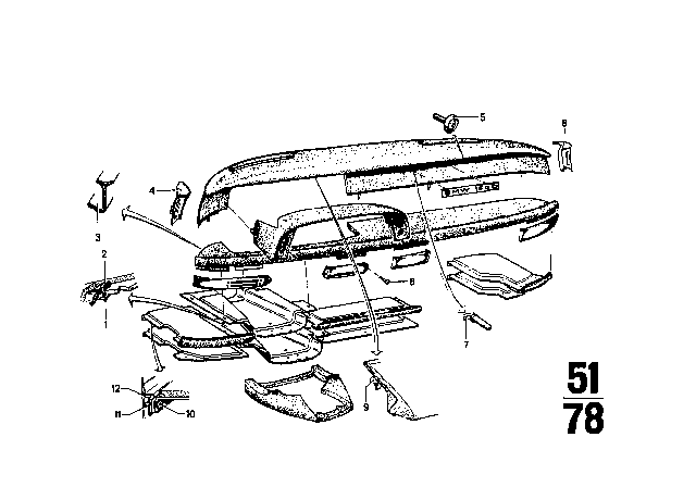 1970 BMW 1602 Dashboard Support Diagram 3