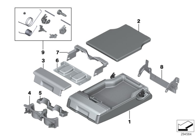 2014 BMW 640i xDrive Gran Coupe Rear Seat Centre Armrest Diagram