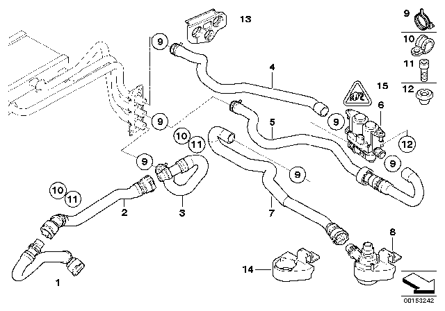 2009 BMW 650i Radiator And Engine Return Hose Diagram for 64216912710